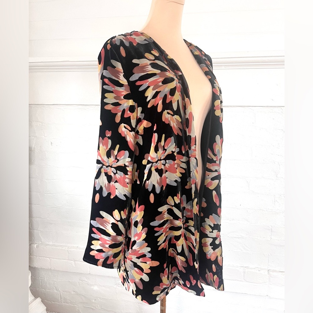 Eva Franco Anthropologie Velvet Burnout Fireworks Kimono Open Front Size Small - Picture 5 of 10